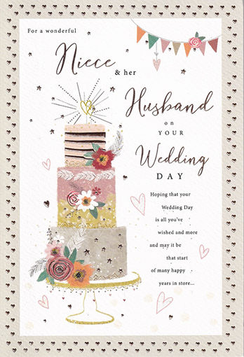 Picture of NIECE & HER HUSBAND WEDDING DAY CARD W/CAKE